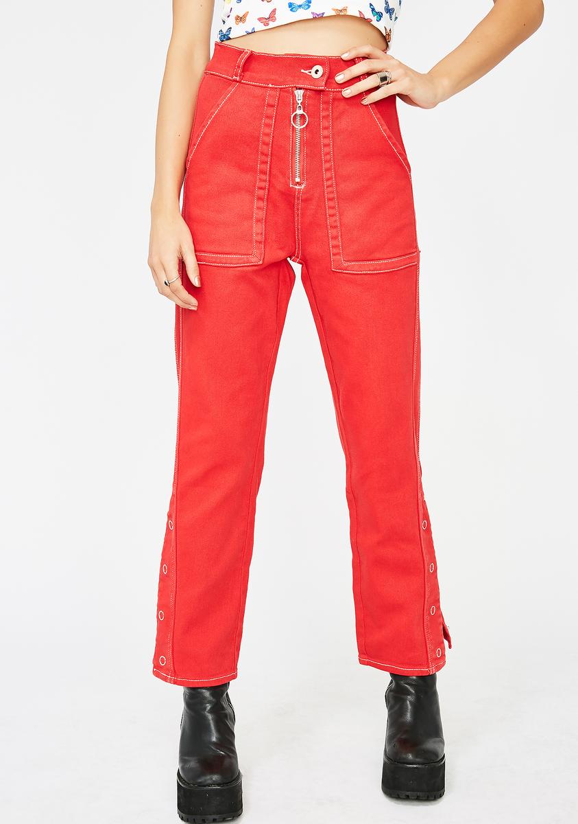 Red Side Button Pants – Dolls Kill