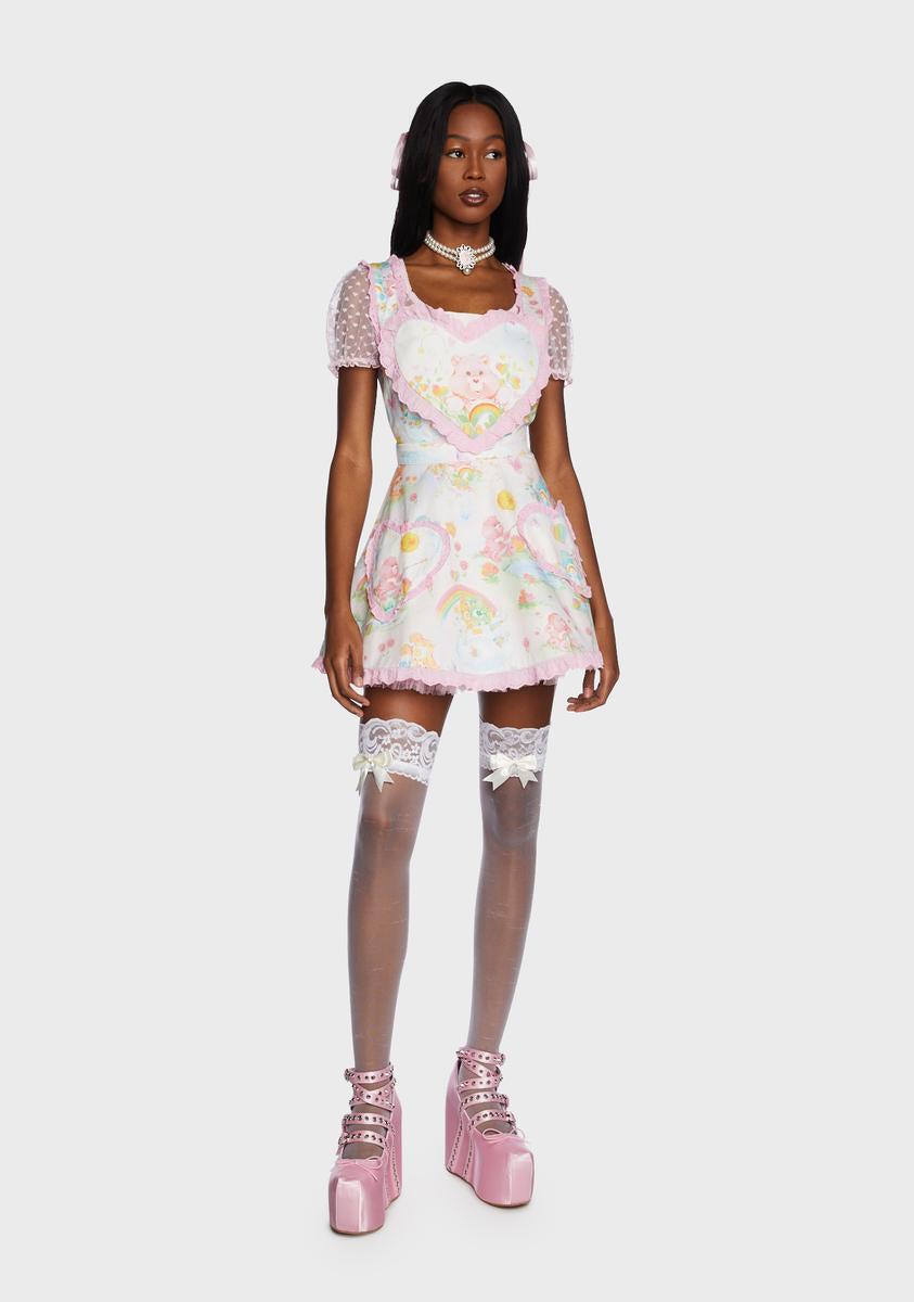 Dolls Kill x Care Bears Graphic Print Mini Apron Dress - Multi