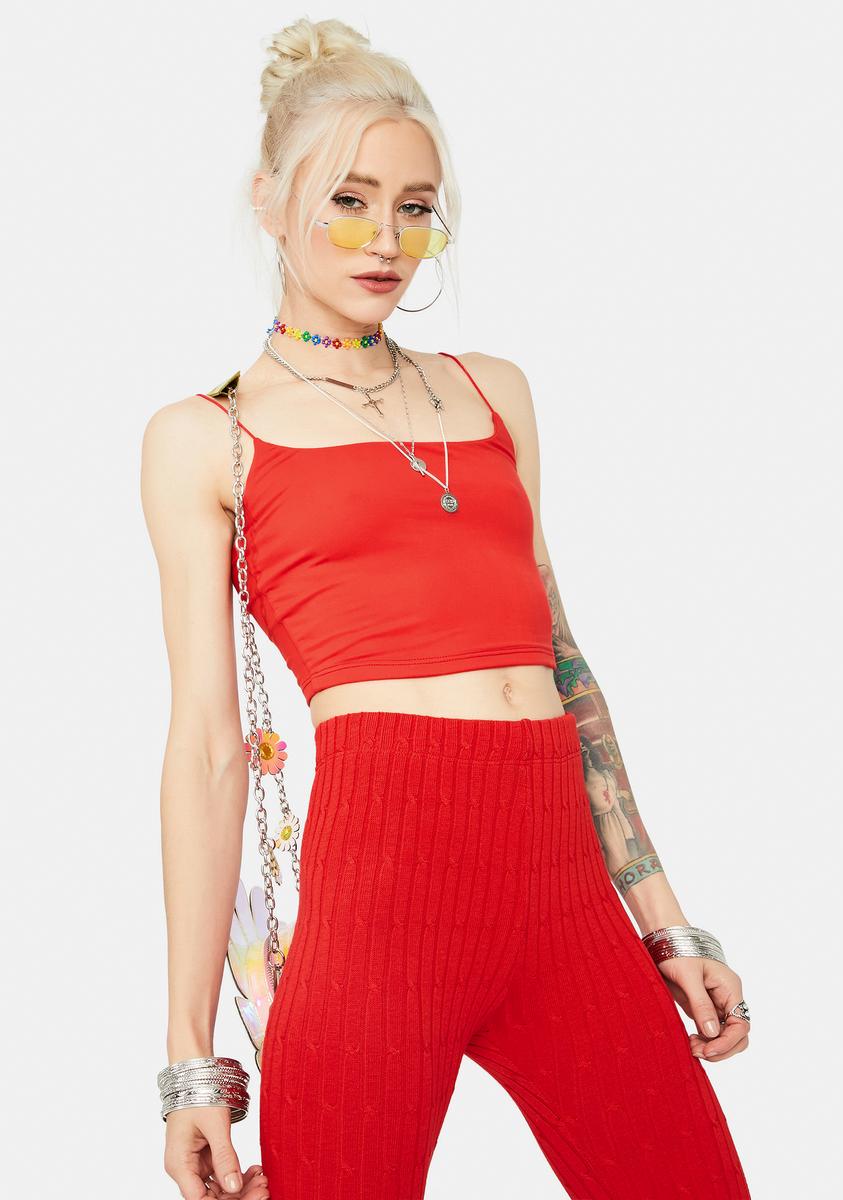 Square Neck Cami Crop Tank - Red – Dolls Kill