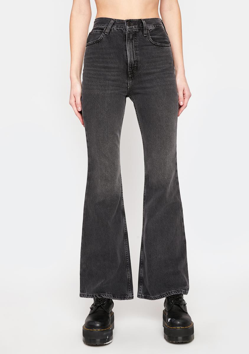 Levi's High Flare Washed Black Denim Jeans - Such A Doozie – Dolls Kill