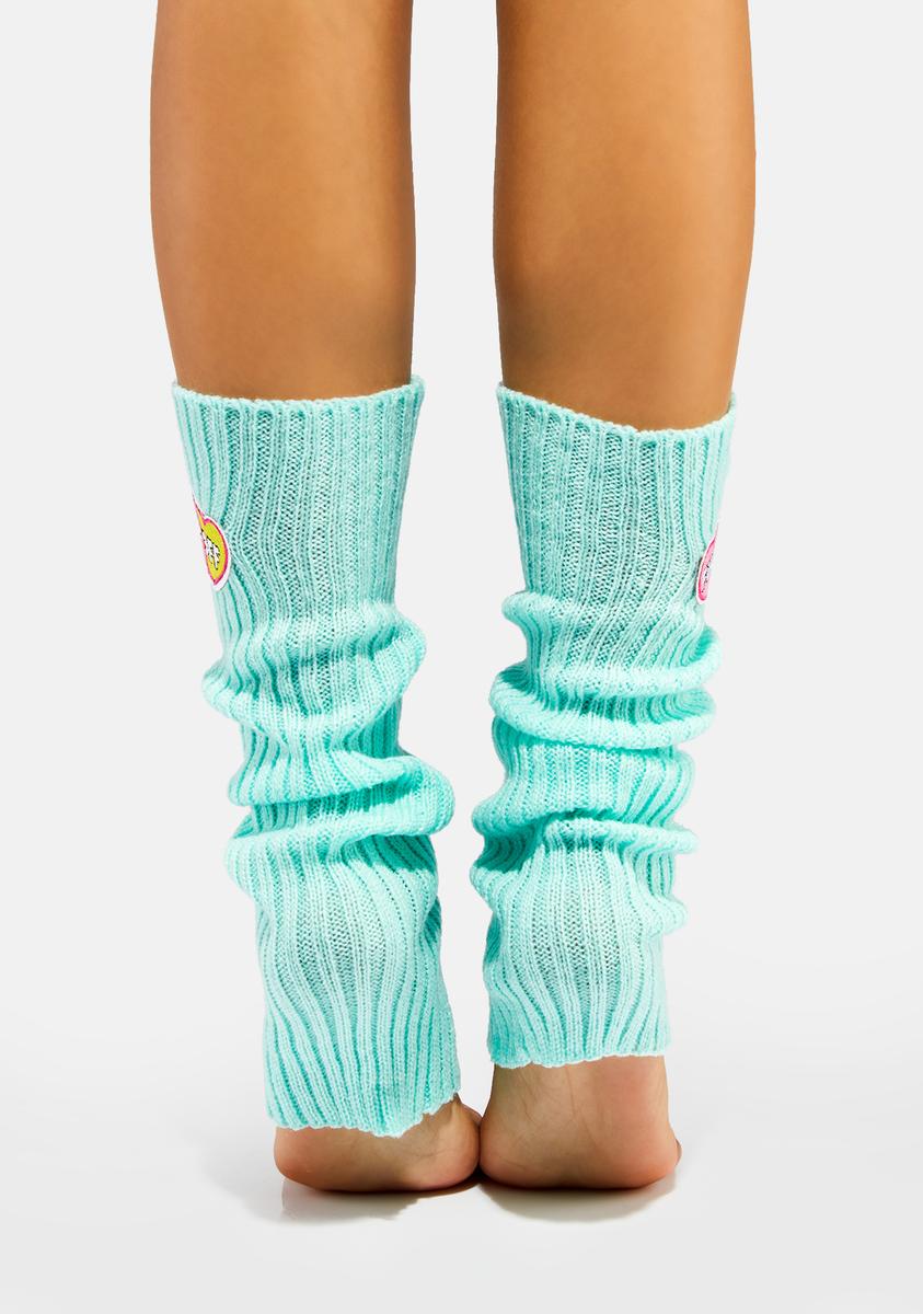 Devil666ish Fuck Off Embroidered Heart Knit Leg Warmers Bluen Dolls Kill 5601