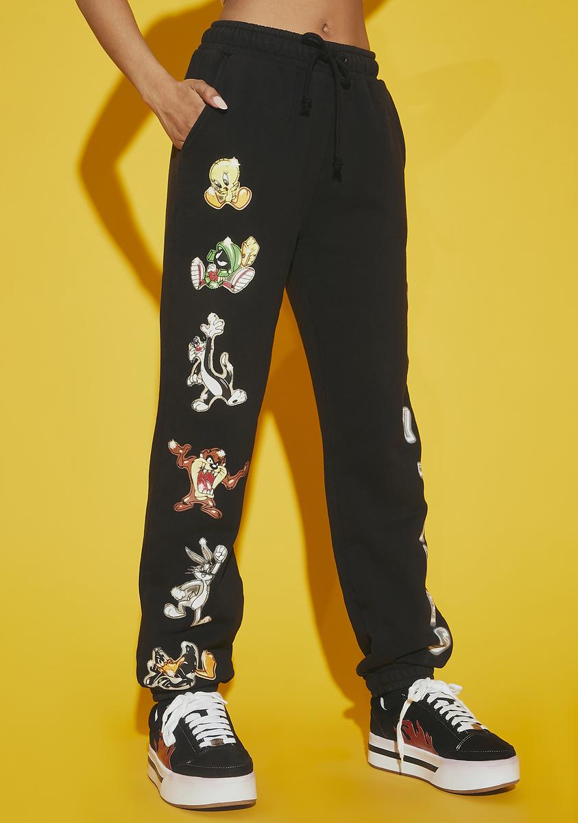 Dolls Kill X Looney Tunes Graphic Characters Baggy Sweatpants - Washed ...