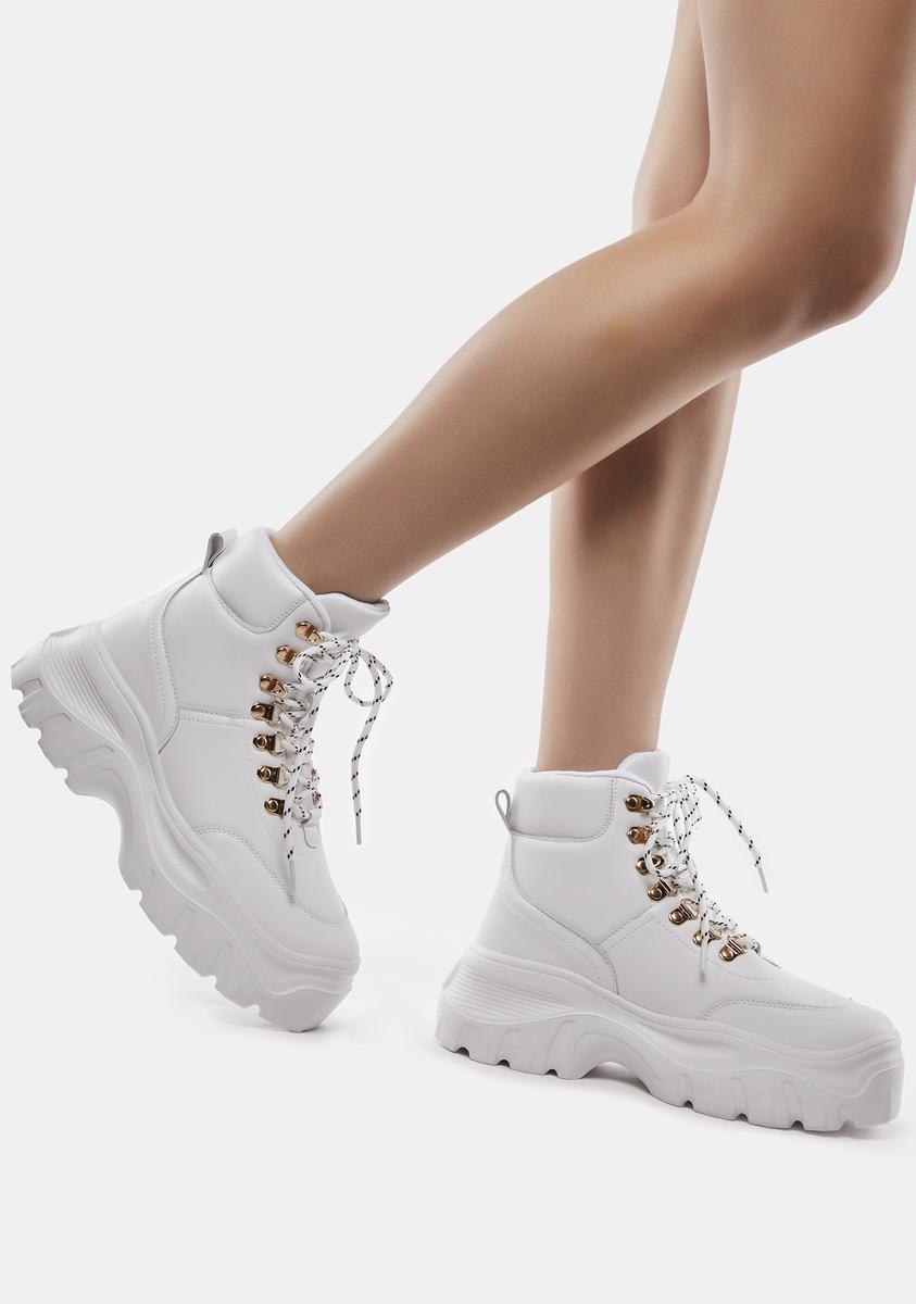 white lace up hiker boots