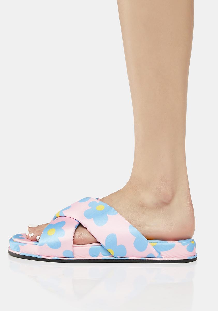 Shellys London Neoprene Floral Slide Sandals - Pink/Blue – Dolls Kill