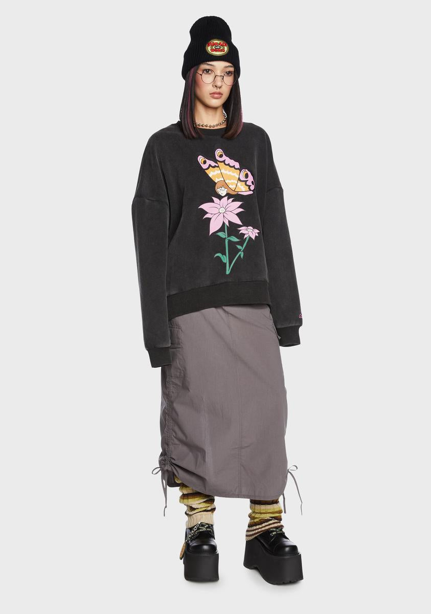 Dolls Kill x Daria Butterfly Daria Oversized Sweatshirt - Gray