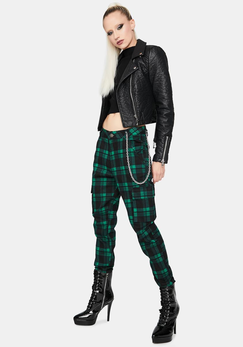 Plaid Chain Belt Cargo Pants - Green Black – Dolls Kill