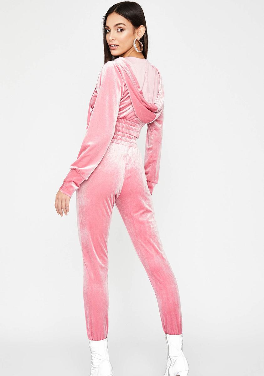 Hot Pink Y2K Velour Jogger Sweatsuit#N# – Dolls Kill