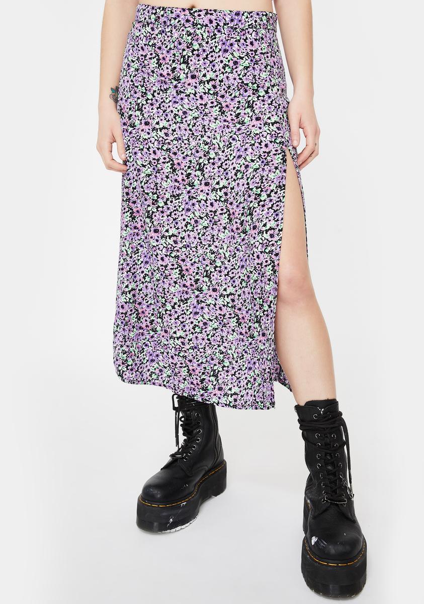 Lilac Floral Saika Midi Skirt – Dolls Kill