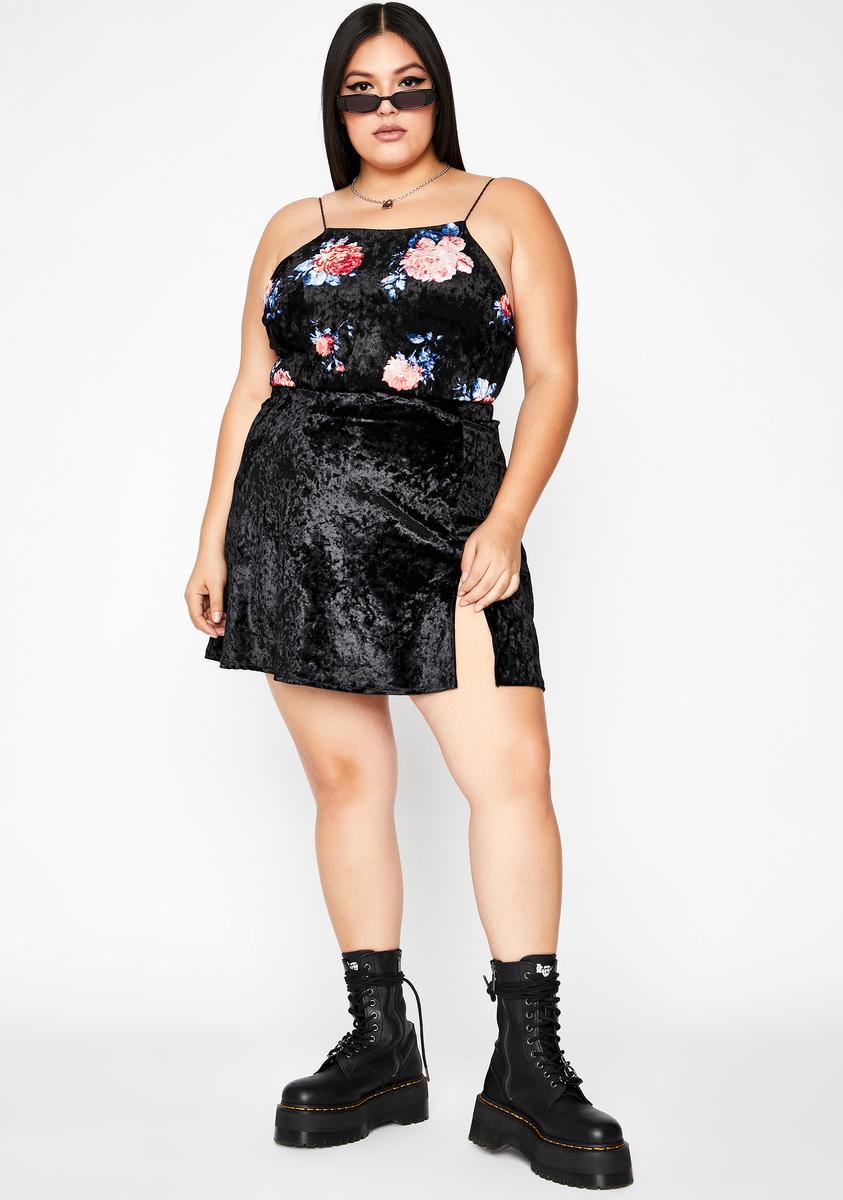 Plus Size Black Floral Print Velvet Bodysuit – Dolls Kill