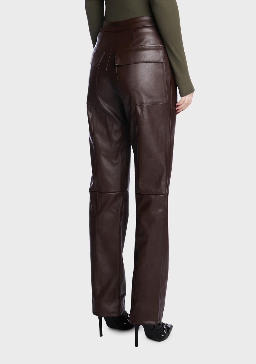 4TH & RECKLESS Vegan Leather Straight Leg Pants - Deep Brown