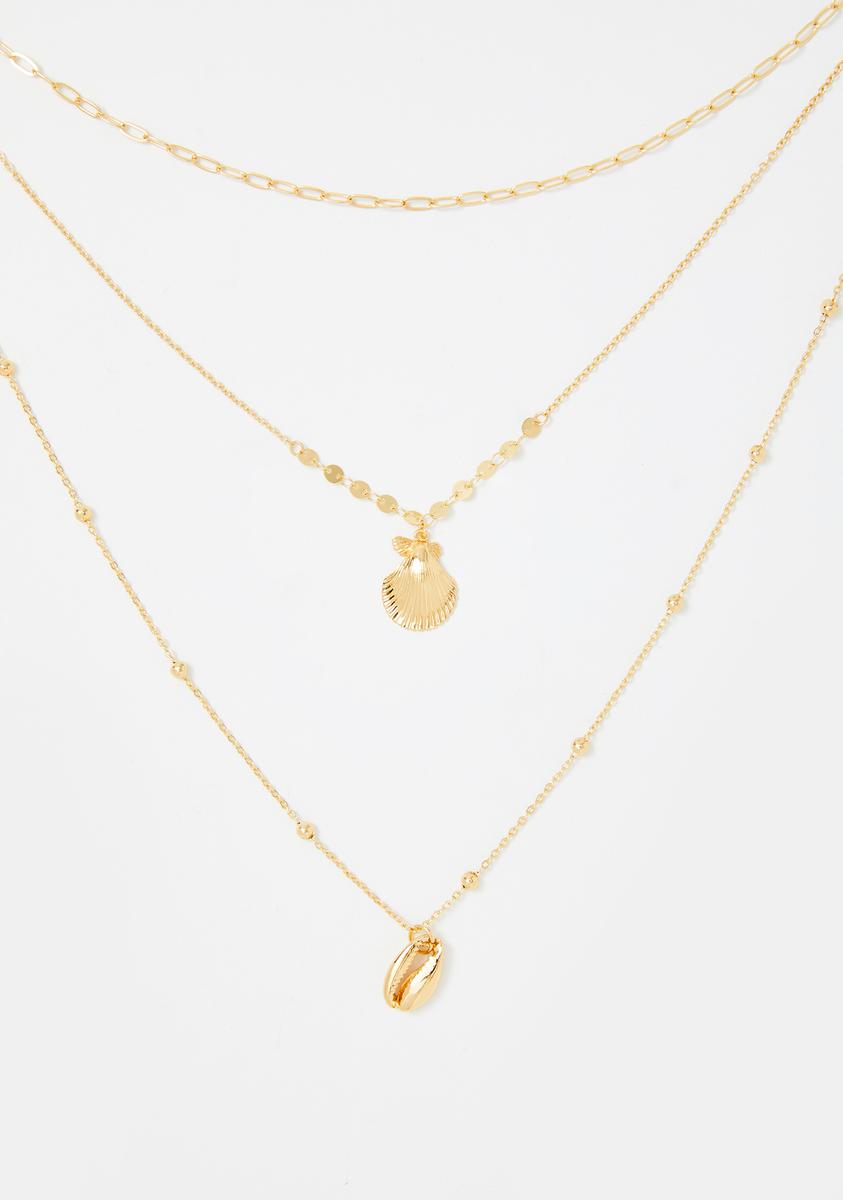 Shell Layered Chain Necklace - Gold – Dolls Kill