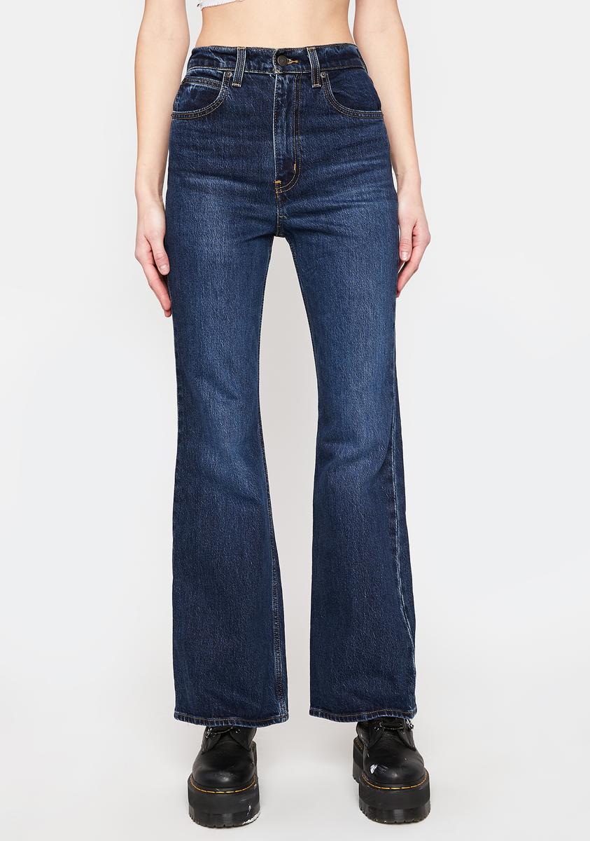 Levi's High Flare Dark Wash Denim Jeans - Sonoma Train – Dolls Kill