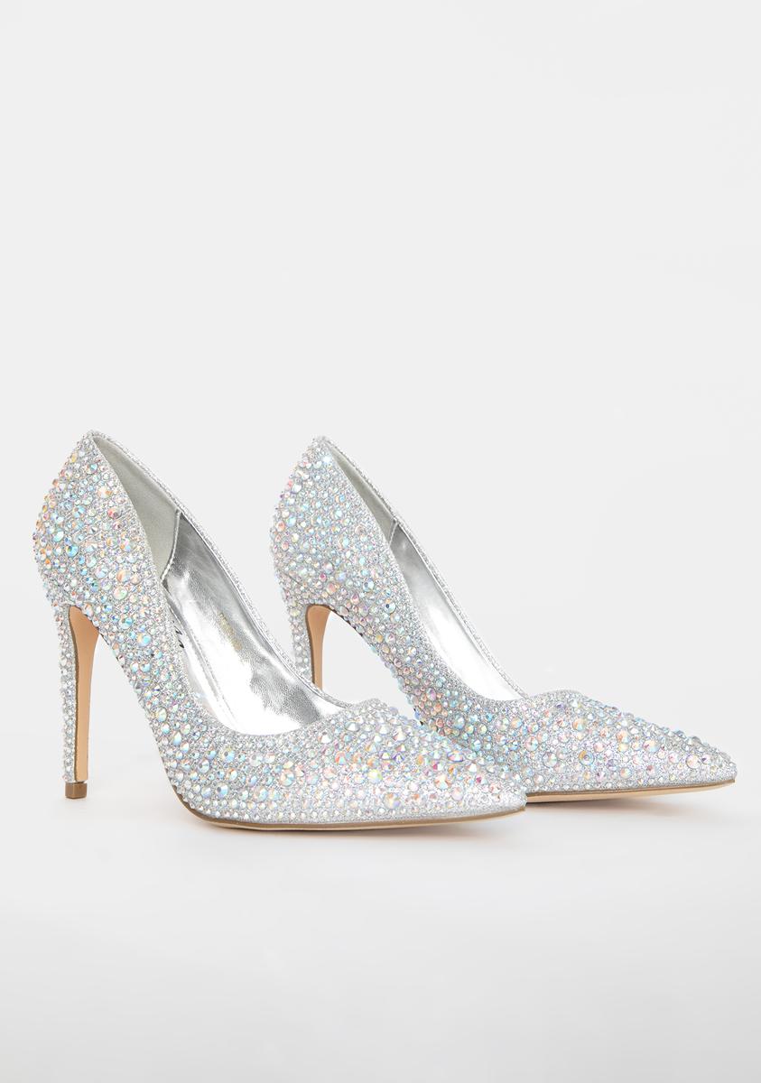 Rhinestone Stiletto Heels - Silver – Dolls Kill