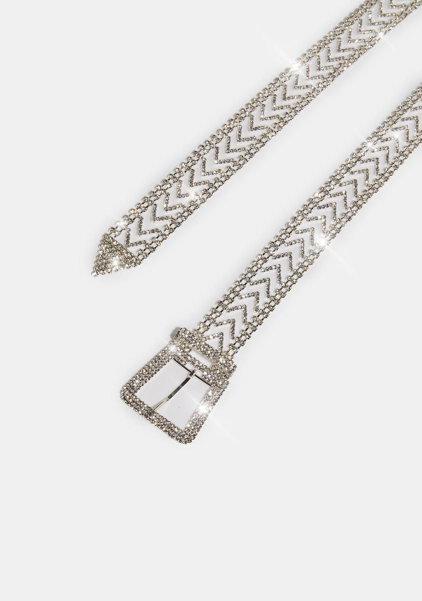 Rhinestone Chevron Buckle Belt - Silver – Dolls Kill