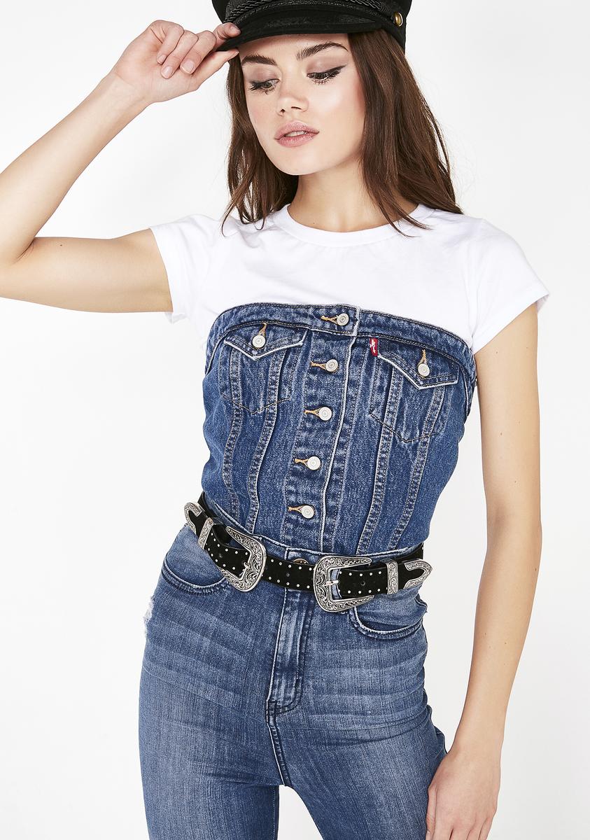 Levis Lace Up Denim Corset – Dolls Kill