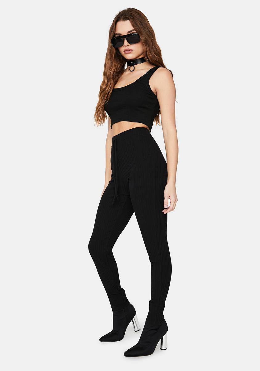 High Waist Spandex Slim Fit Leggings - Black – Dolls Kill