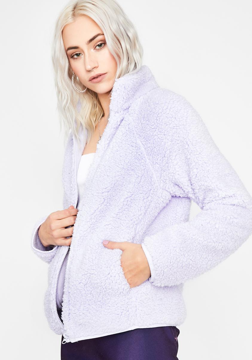 Soft Sherpa Zip Up Jacket - Lavender – Dolls Kill