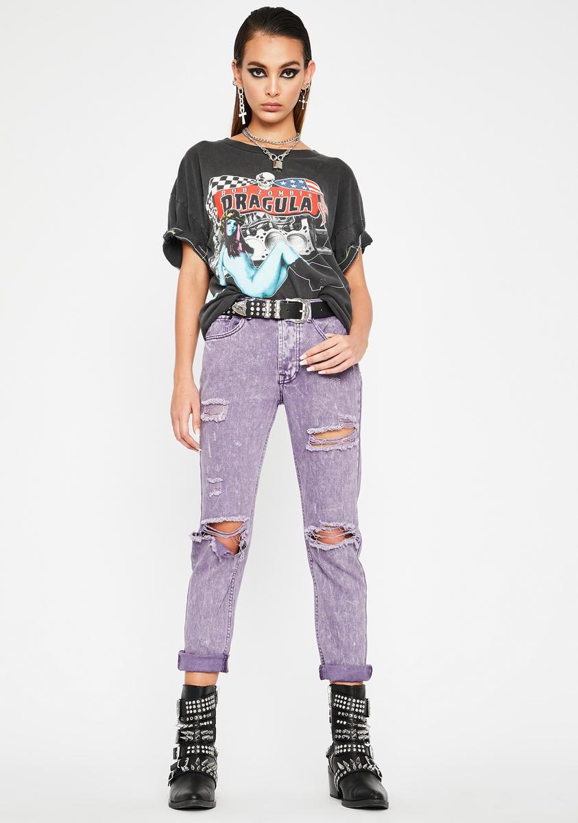 Denim Purple Black Acid Wash Ripped Jeans – Dolls Kill
