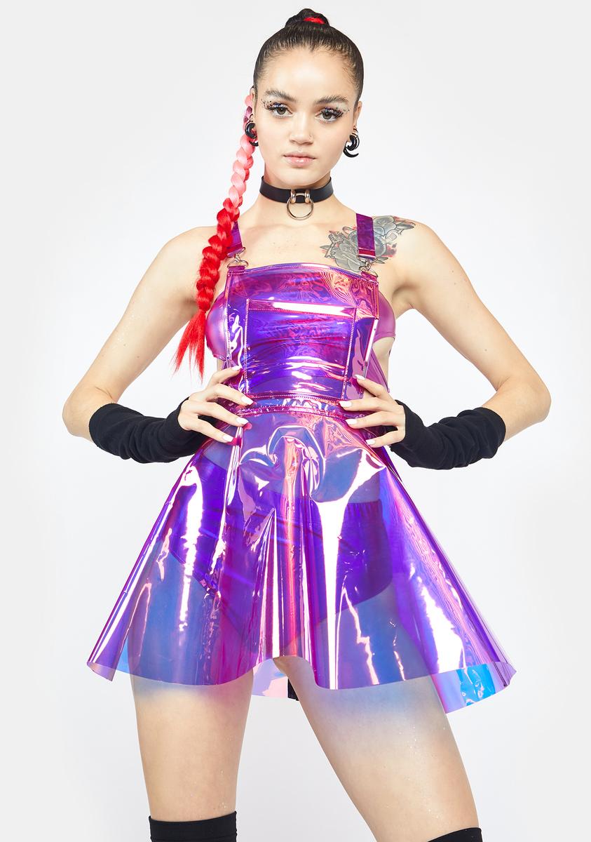 Club Exx Clear Holographic Overall Dress - Purple – Dolls Kill