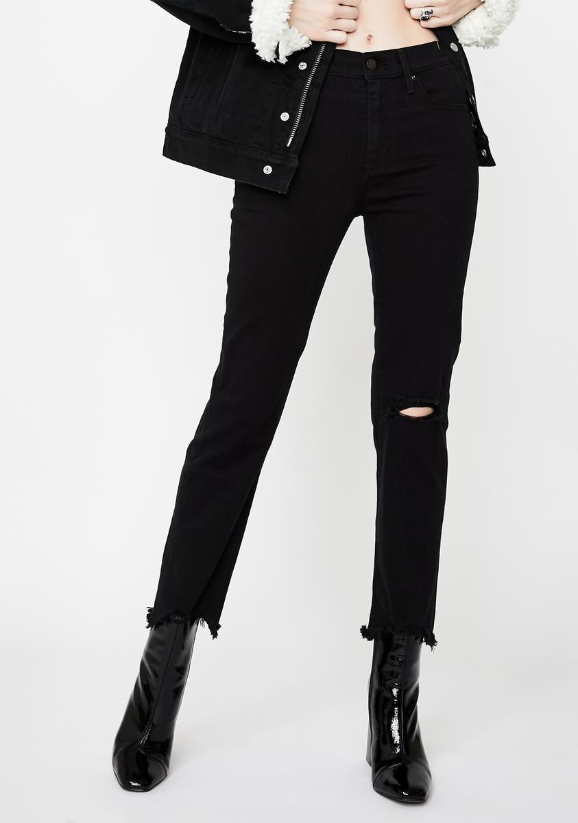 Levis Black Pixel 724 High Rise Crop Jeans – Dolls Kill