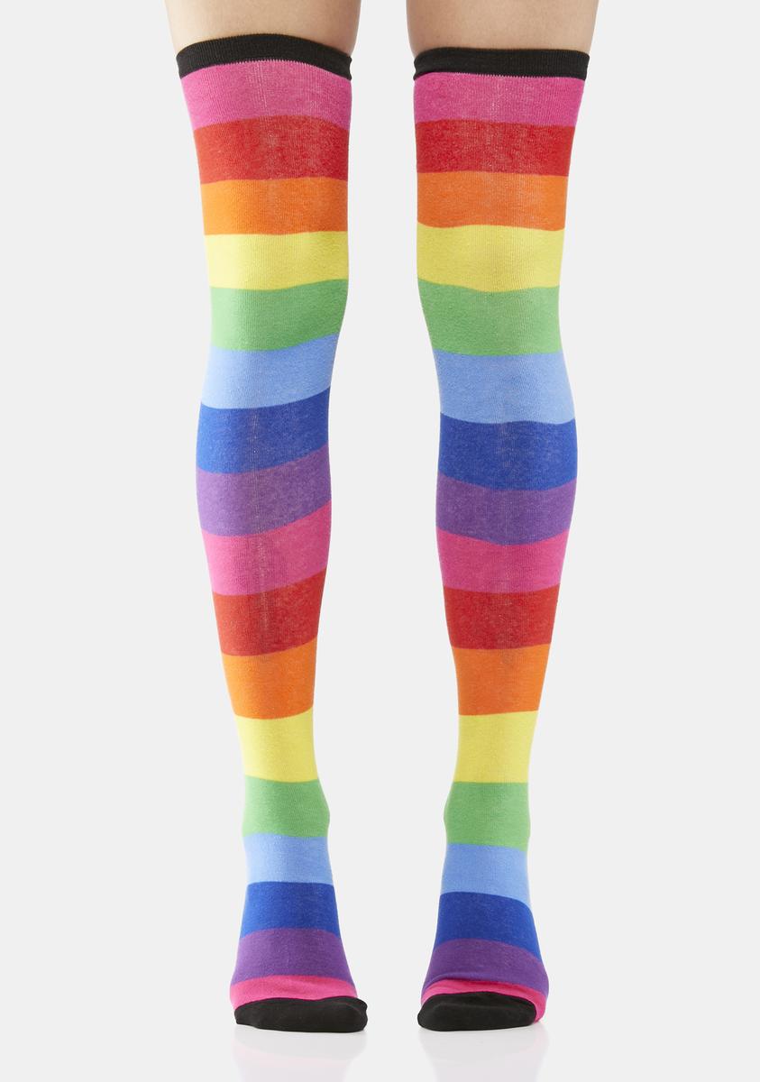 Rainbow Striped Thigh High Socksn Dolls Kill 5500