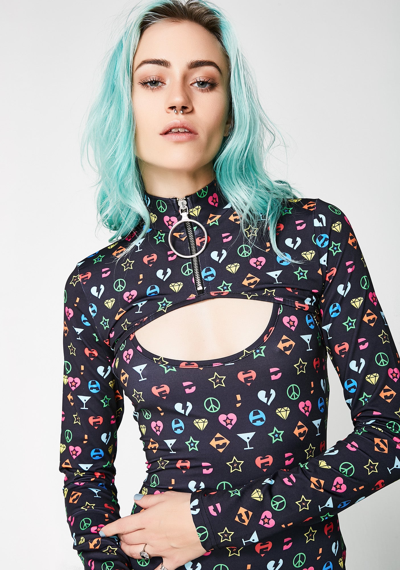 Symbol Print Overlay Mini Dress – Dolls Kill