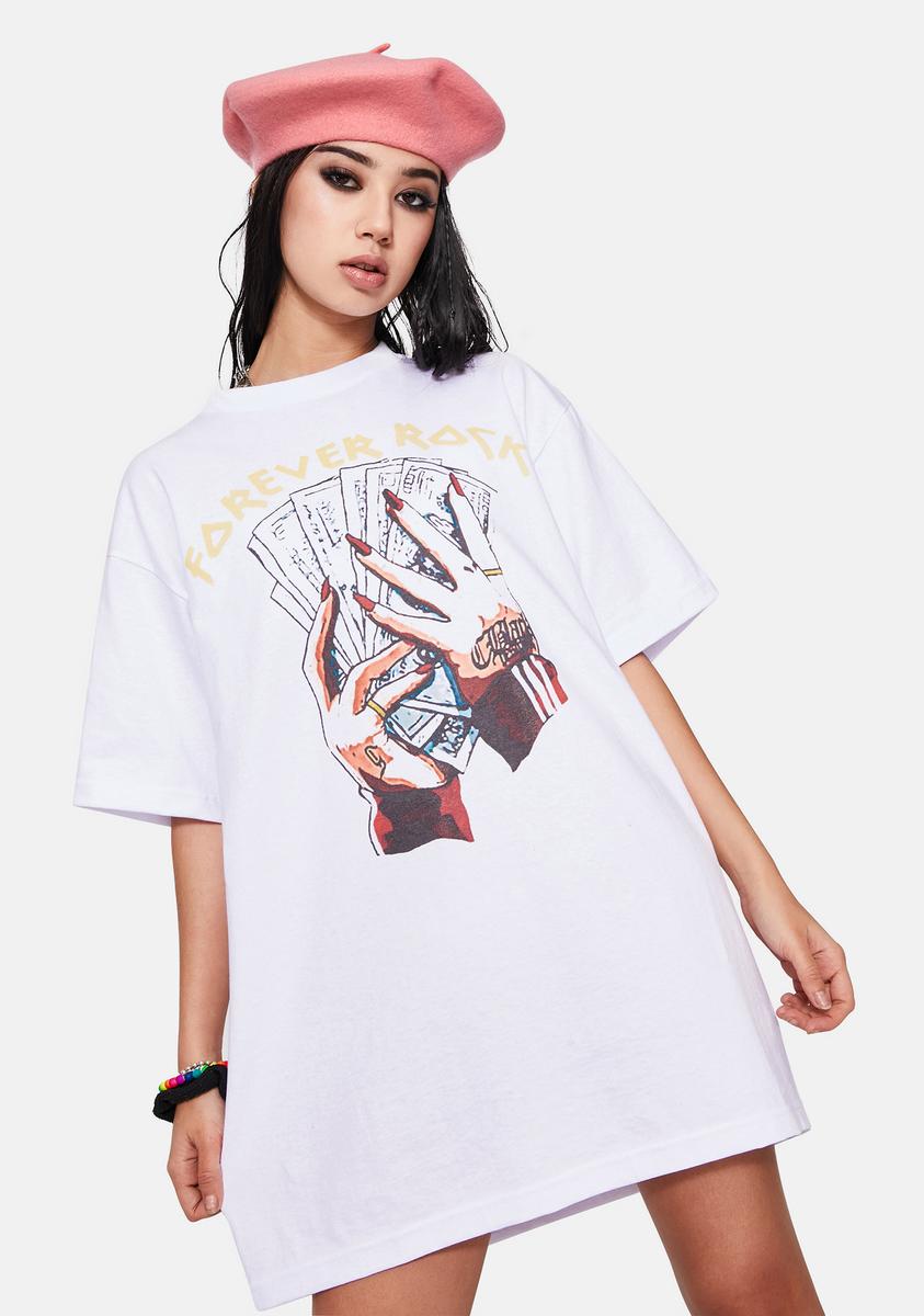 Forever Rock Oversized Graphic Tee - White – Dolls Kill