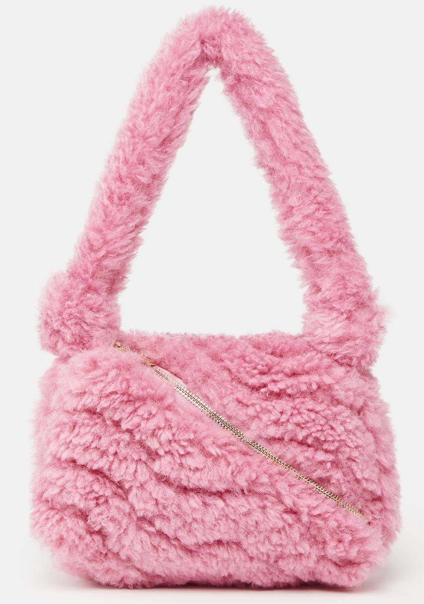 Skinnydip Zipper Detail Faux Fur Shoulder Bag - Pink#N# – Dolls Kill