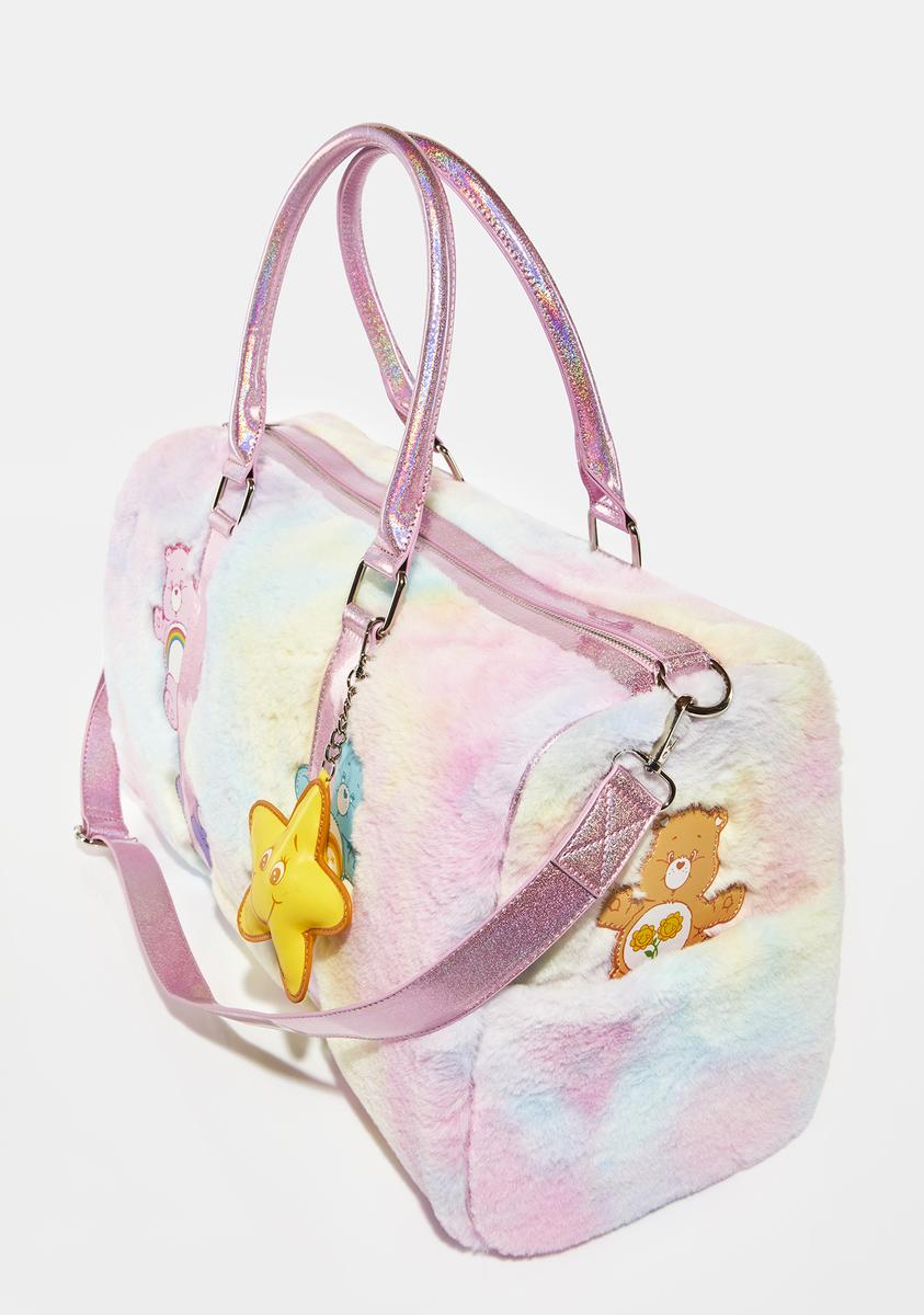 Dolls Kill x Care Bears Tie Dye Faux Fur Weekender Bag - Multi