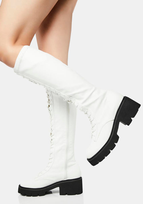 White Bobbi Knee-High Boots
