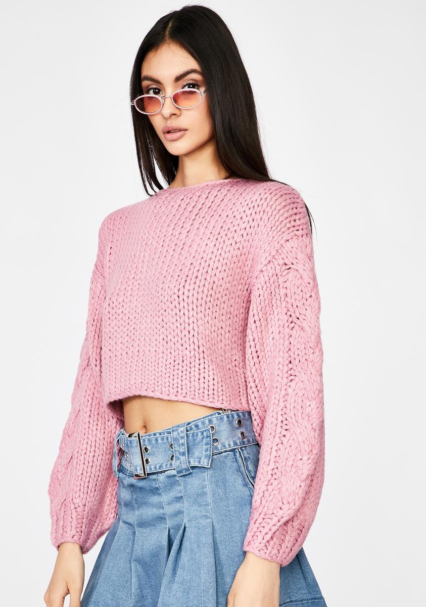 Thick Knit Crop Sweater Mauve Pink – Dolls Kill