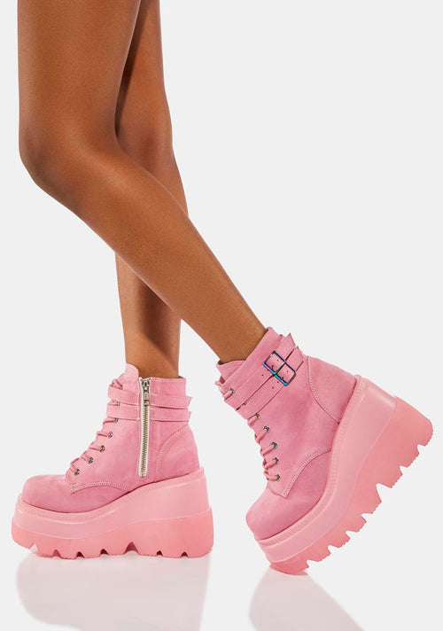 Pink Suede Technopagan Boots