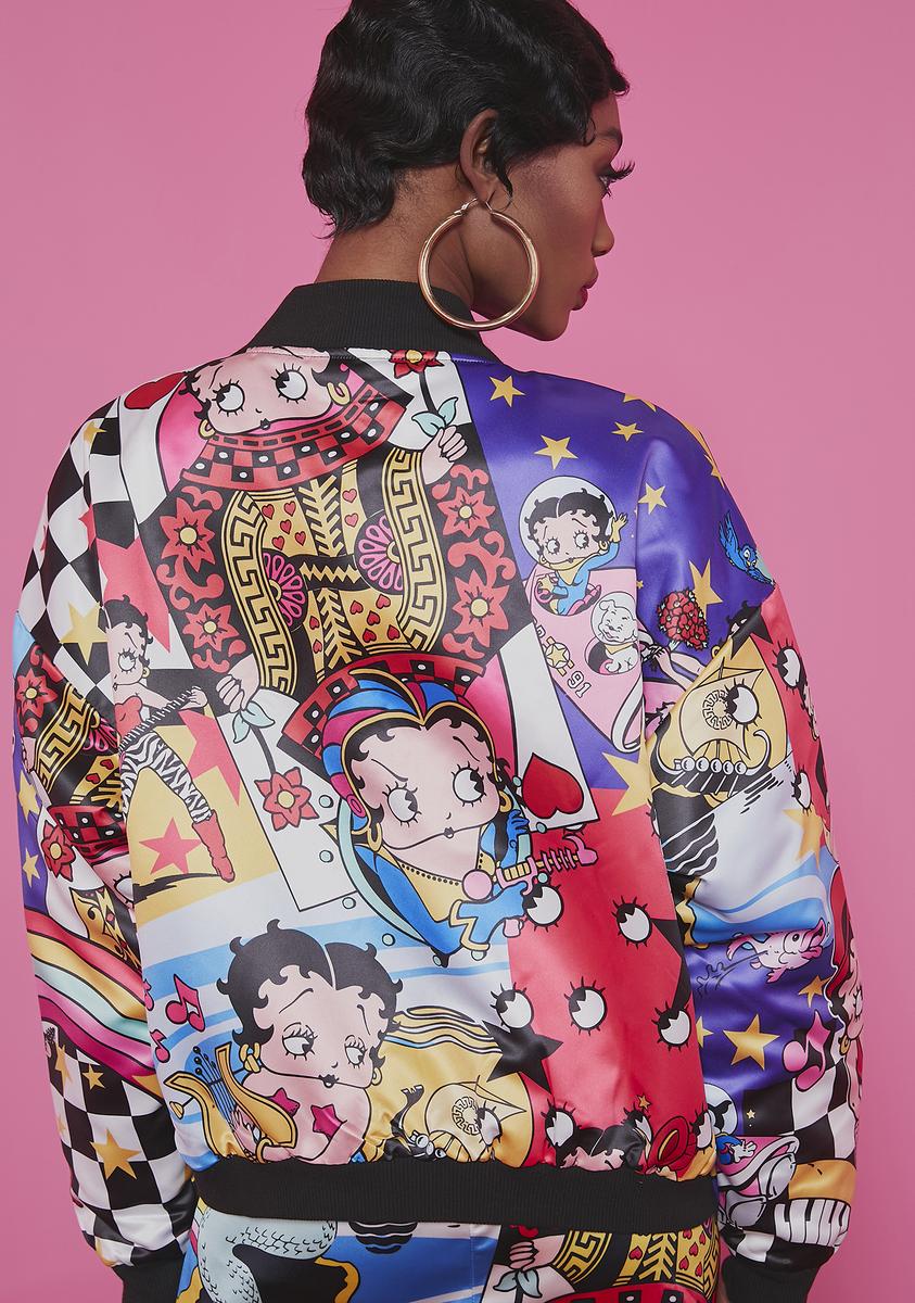 Dolls Kill x Betty Boop Graphic Oversized Bomber Jacket - Multi