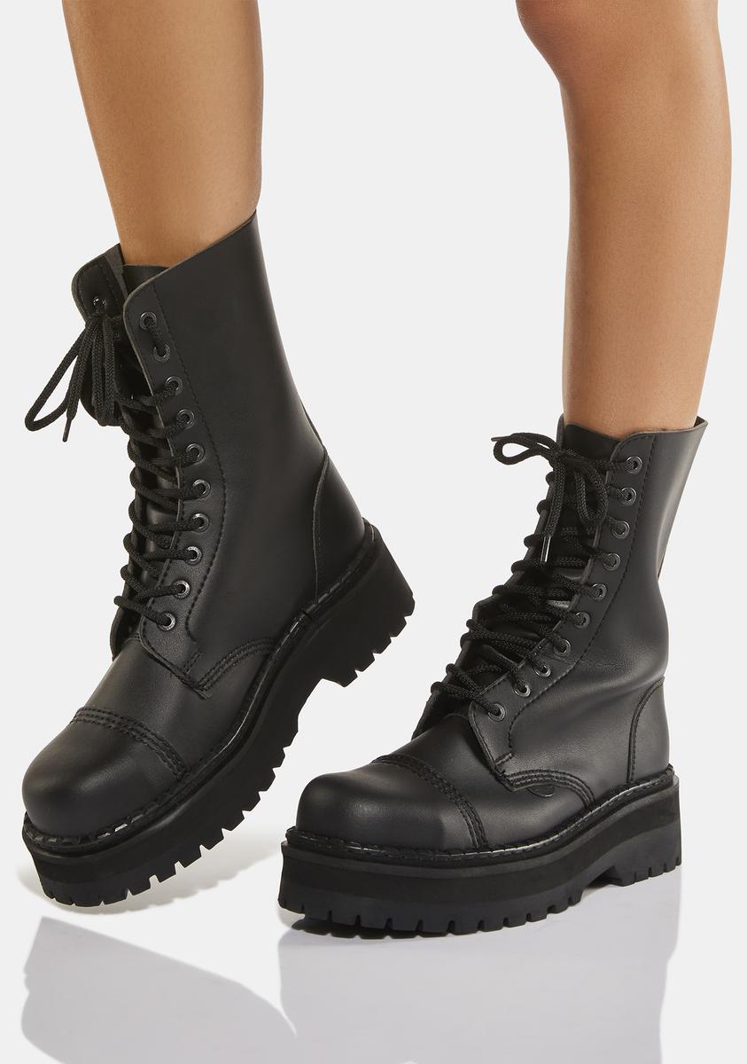 Underground UK 10 Eyelet Vegan Combat Boots - Black – Dolls Kill