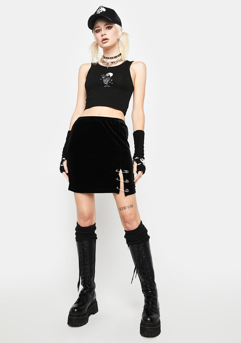 Black Friday Velour Safety Pin Skirt - Black – Dolls Kill