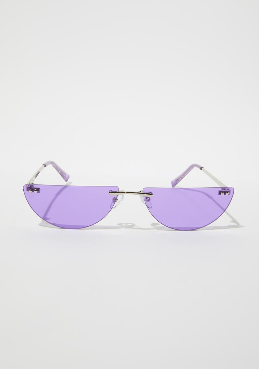 Lilac Chic Thrills Half Oval Frameless Sunglasses – Dolls Kill