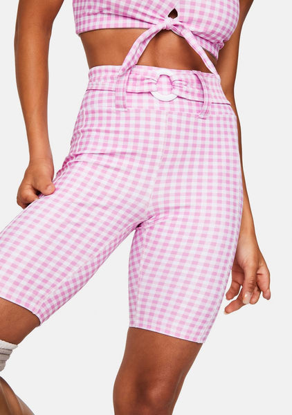 gingham biker shorts