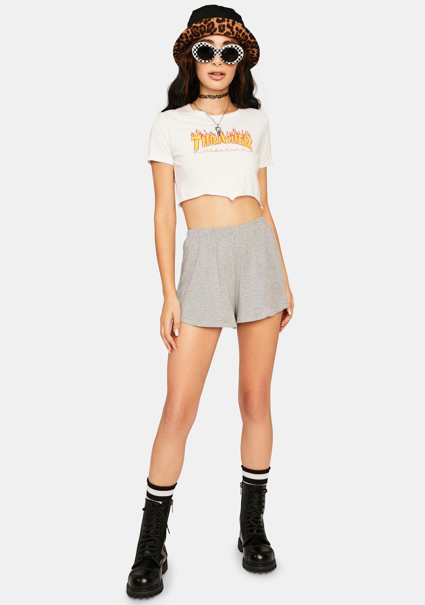 Elastic Waist Lounge Shorts - Grey – Dolls Kill