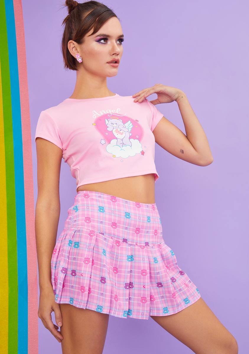 Dolls Kill x Care Bears Plaid Pleated Mini Skirt - Multi