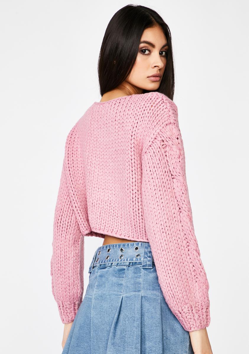 Thick Knit Crop Sweater Mauve Pink – Dolls Kill