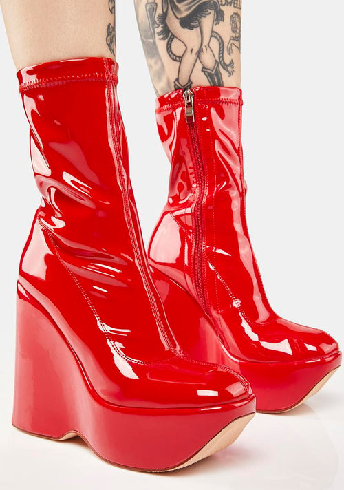 Red Amalfi Wedge Boots
