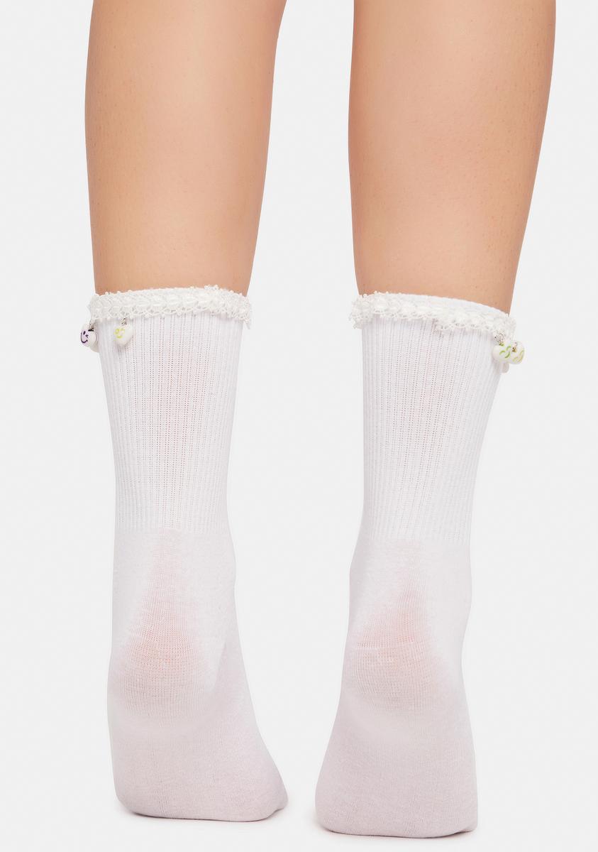 lace trim crew socks