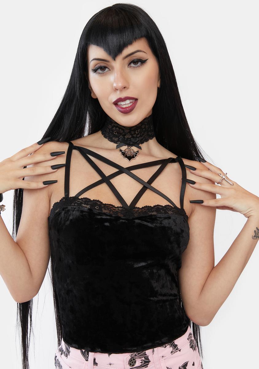 The Grave Girls Velvet Pentagram Tank Top With Choker - Black – Dolls Kill