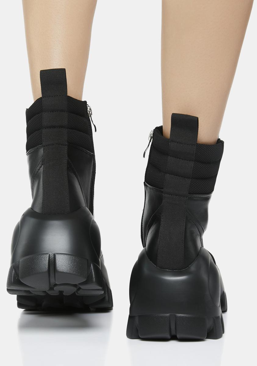 black bubble boots