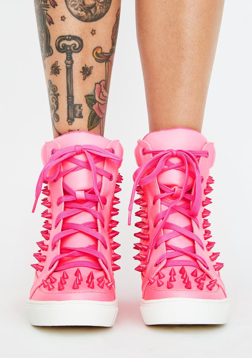 Wedge Spike Sneakers Pink – Dolls Kill