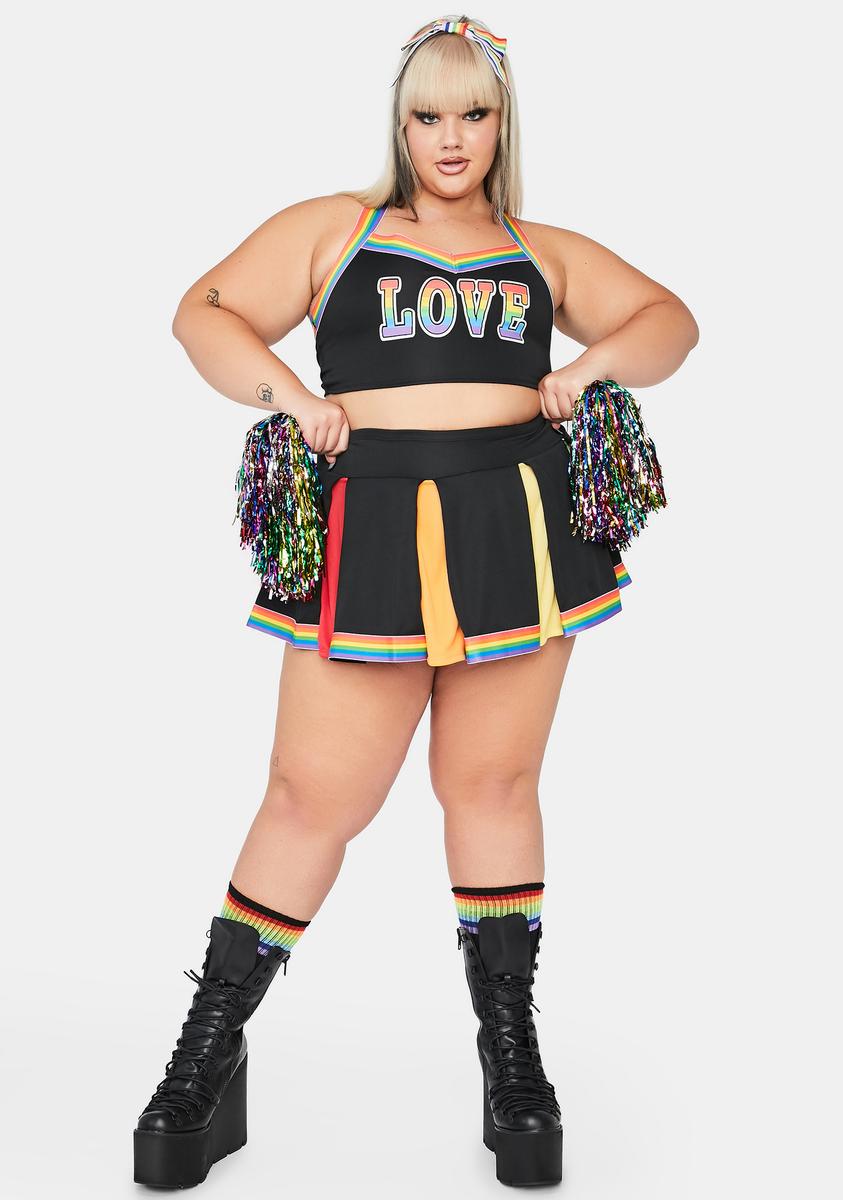 Plus Size Dolls Kill Halloween Pride Cheerleader Costume - Multi