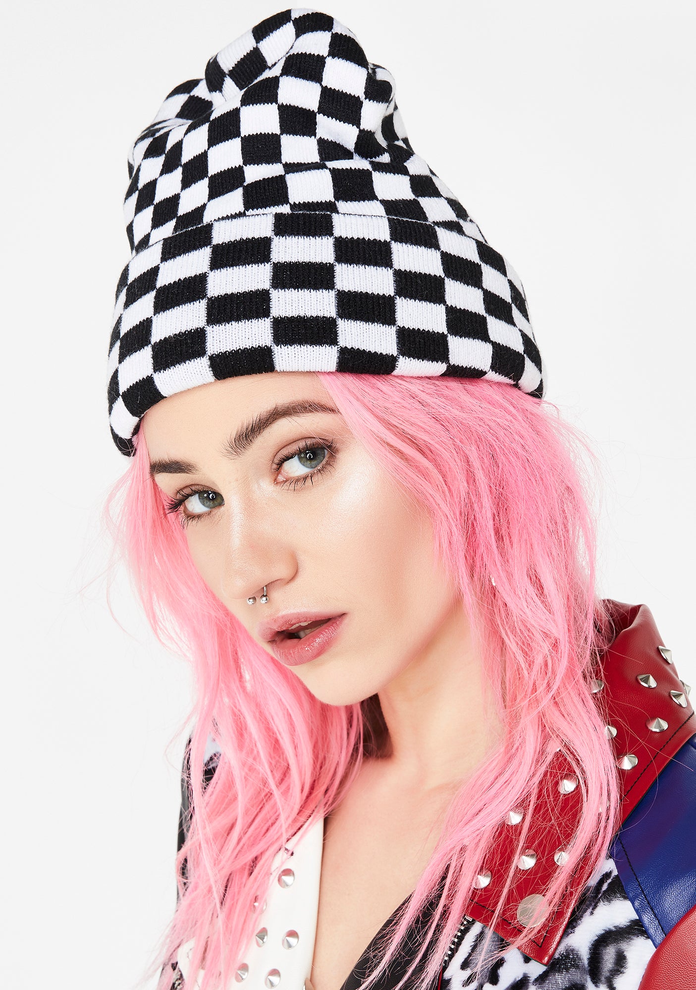 Fast Life Checkered Beanie – Dolls Kill