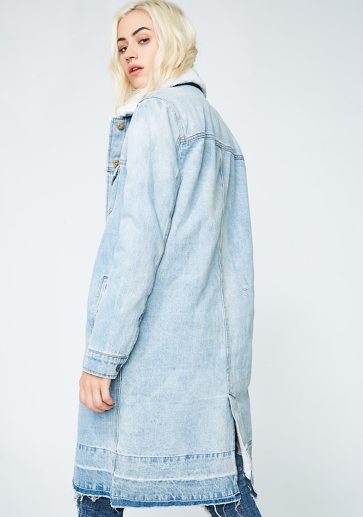 Pure Chaos Shearling Denim Coat – Dolls Kill