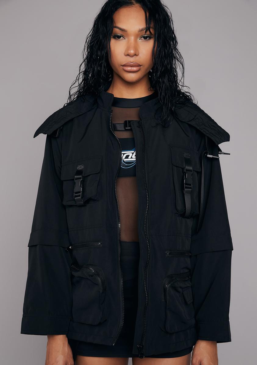 Poster Grl Utility Vest Jacket With Detachable Sleeves - Black – Dolls Kill
