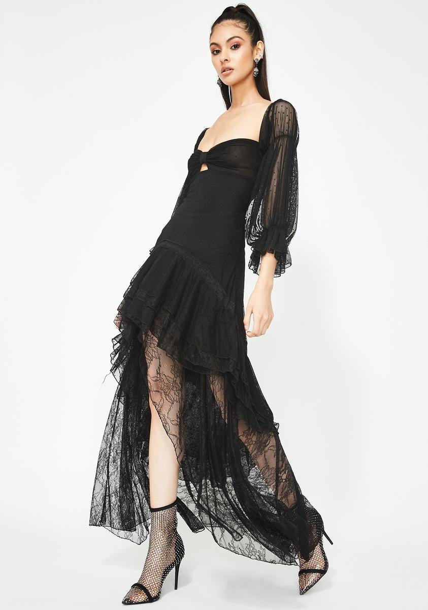 Kiki Riki Black Long Sleeve Tulle High Low Dress – Dolls Kill